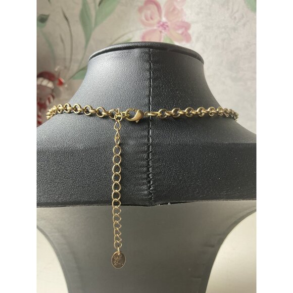 etc! Statement Necklace With Multi-Color Stones & Gold-Tone Chain - Picture 5 of 5